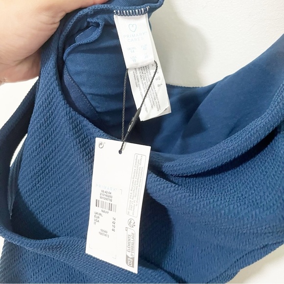 Primark Navy Blue Textured High Cut One Piece Swimsuit Size 10 - Picture 3 of 4